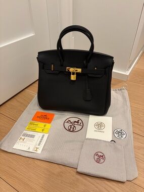 Hermes Black Birkin Bag with Gold Hardware